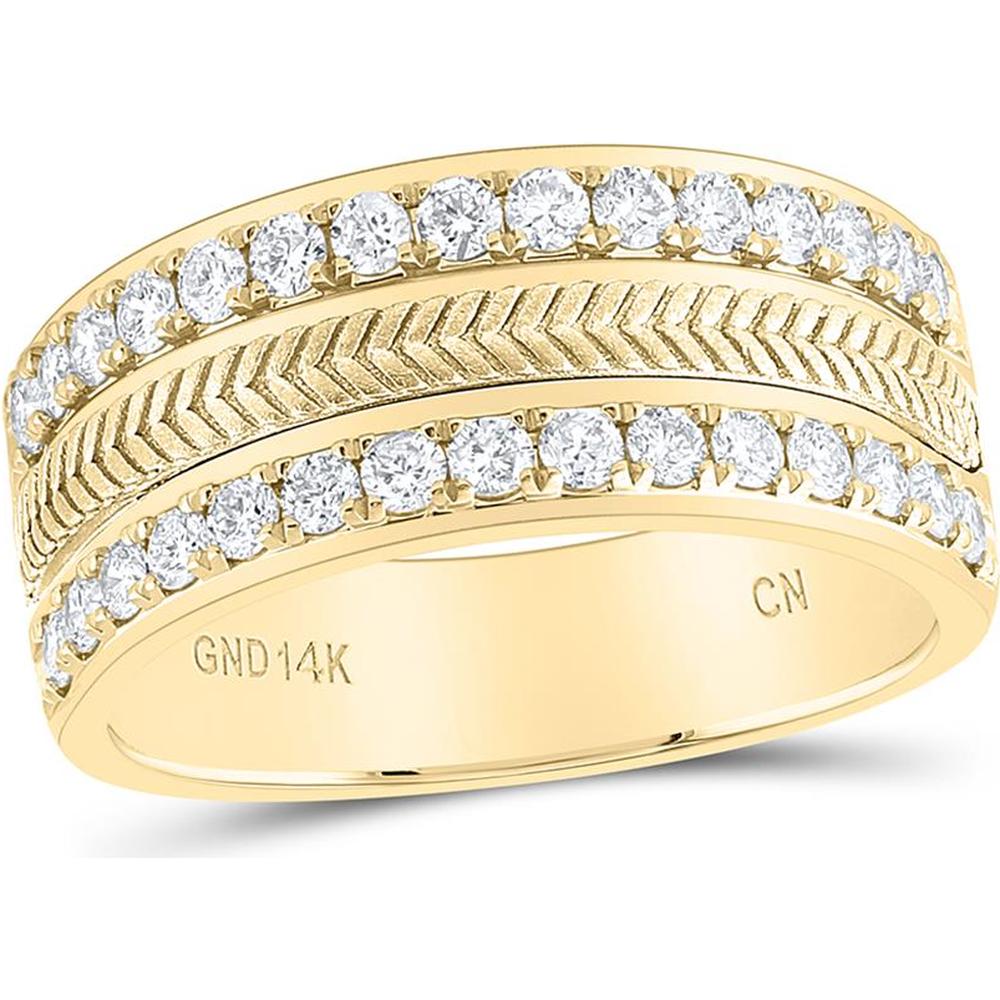 14K Yellow Gold Round Diamond Wedding Rope Band Ring - 1 Carat Total Diamond Weight