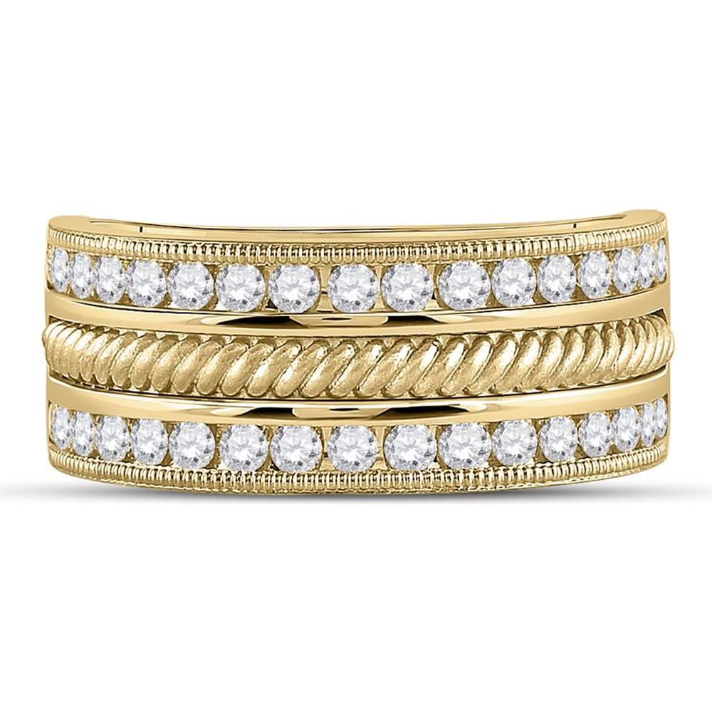 14K Yellow Gold Round Diamond Wedding Rope Band Ring - 1 Carat Total Diamond Weight