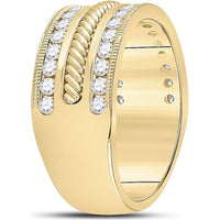 14K Yellow Gold Round Diamond Wedding Rope Band Ring - 1 Carat Total Diamond Weight
