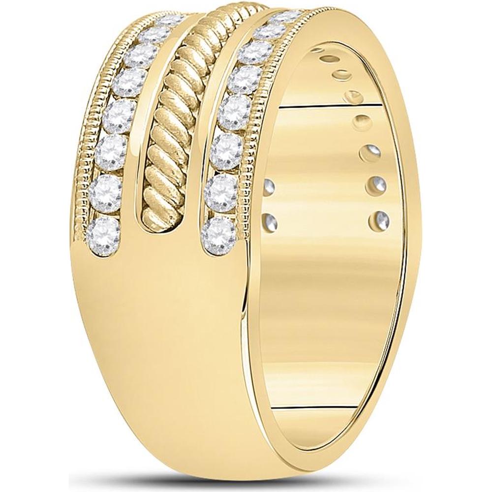 14K Yellow Gold Round Diamond Wedding Rope Band Ring - 1 Carat Total Diamond Weight