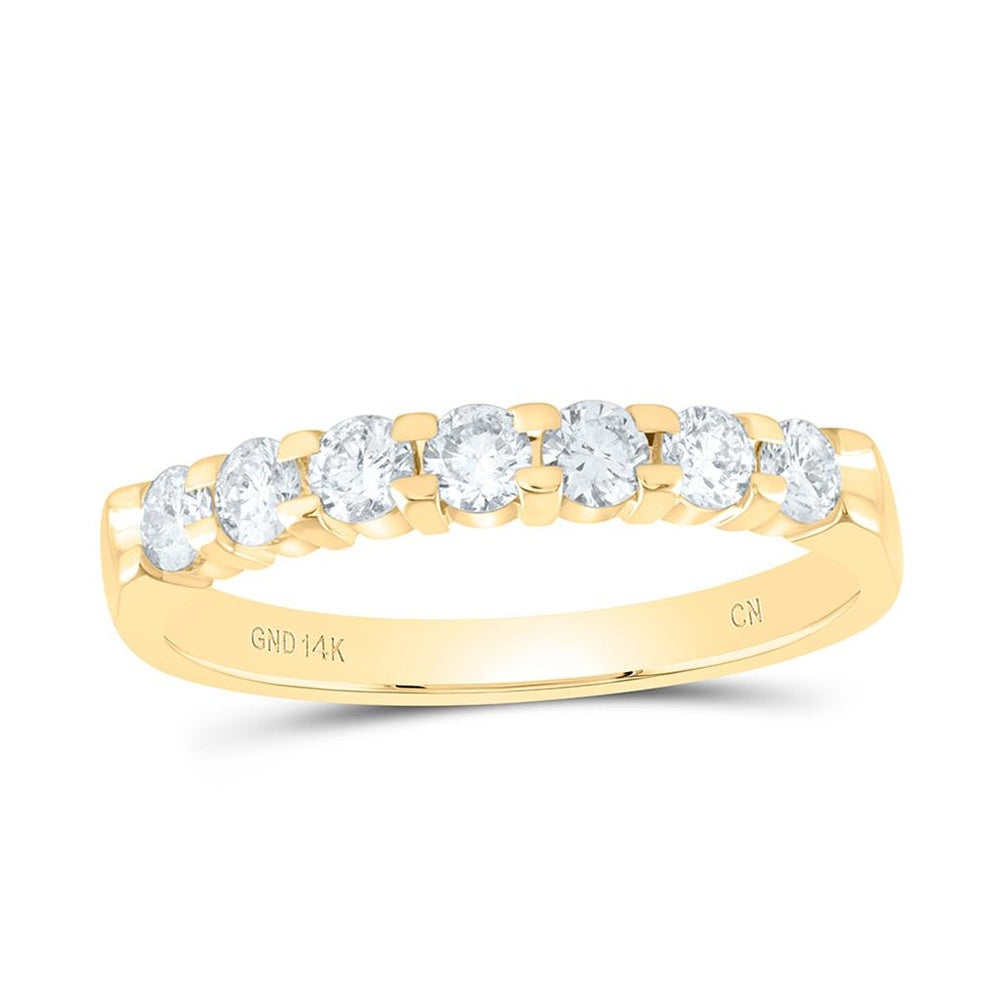 14K Yellow Gold Round Diamond Wedding Single Row Band - 1/2 Carat Total Diamond Weight