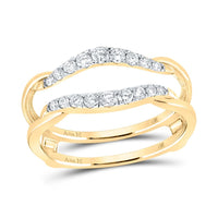 14K Yellow Gold Round Diamond Wedding Wrap Ring Guard Enhancer - 1/3 Carat Total Diamond Weight