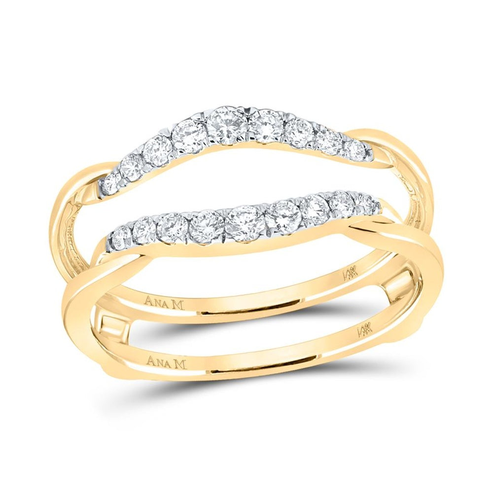 14K Yellow Gold Round Diamond Wedding Wrap Ring Guard Enhancer - 1/3 Carat Total Diamond Weight