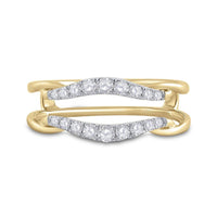 14K Yellow Gold Round Diamond Wedding Wrap Ring Guard Enhancer - 1/3 Carat Total Diamond Weight