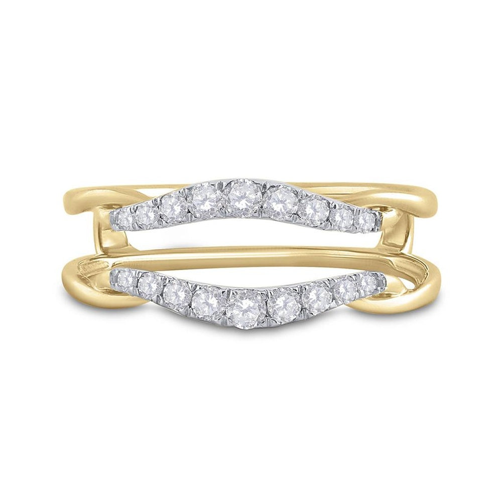 14K Yellow Gold Round Diamond Wedding Wrap Ring Guard Enhancer - 1/3 Carat Total Diamond Weight