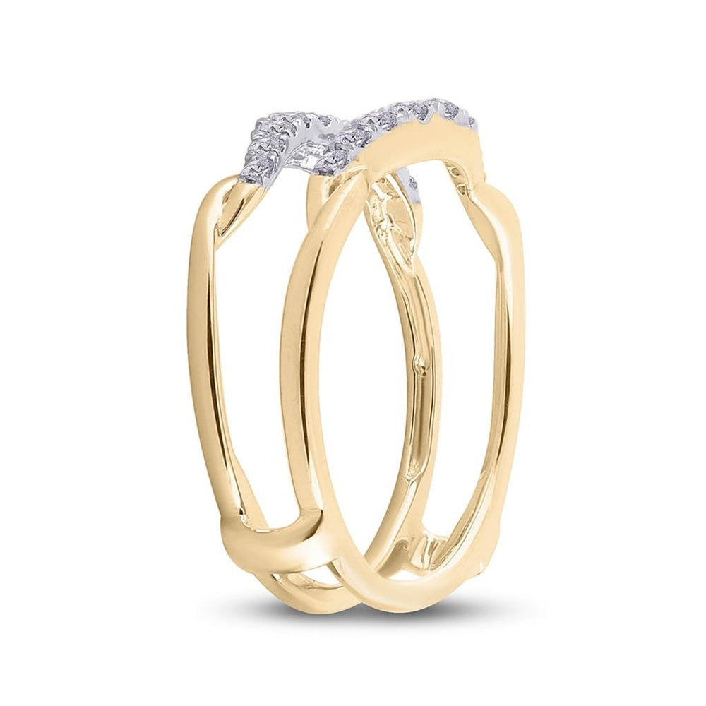 14K Yellow Gold Round Diamond Wedding Wrap Ring Guard Enhancer - 1/3 Carat Total Diamond Weight