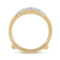 14K Yellow Gold Round Diamond Wedding Wrap Ring Guard Enhancer - 1/3 Carat Total Diamond Weight