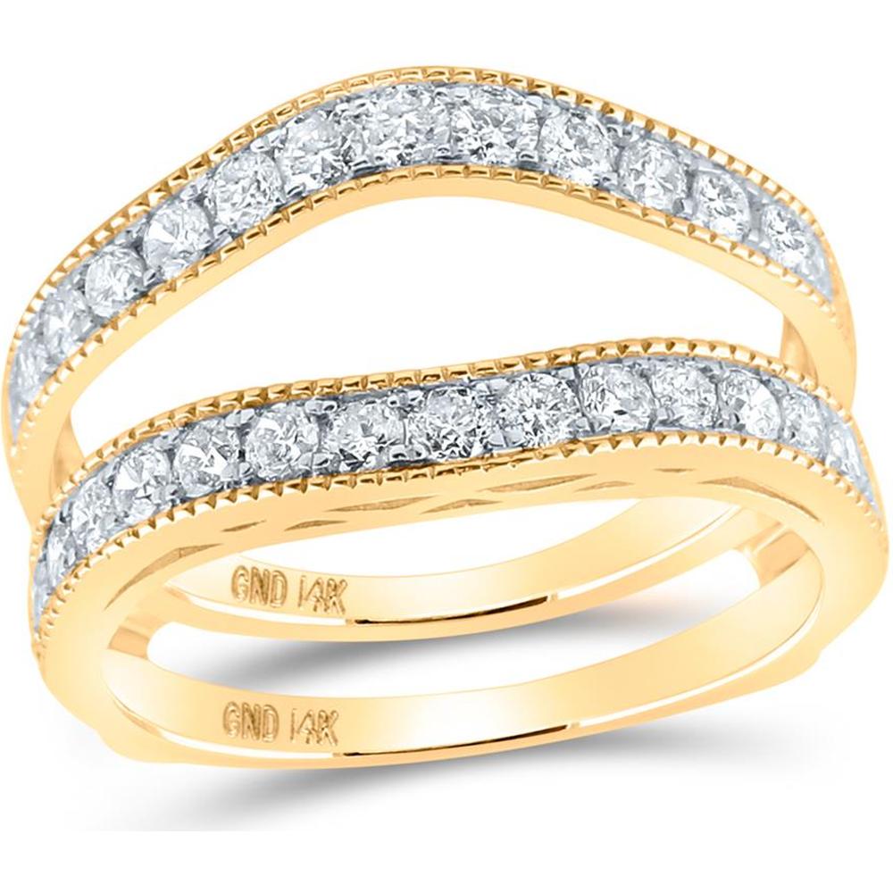 14K Yellow Gold Round Diamond Wedding Wrap Ring Guard Enhancer - 1 Carat Total Diamond Weight