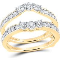 14K Yellow Gold Round Diamond Wedding Wrap Ring Guard Enhancer with 1 Carat Total Diamond Weight