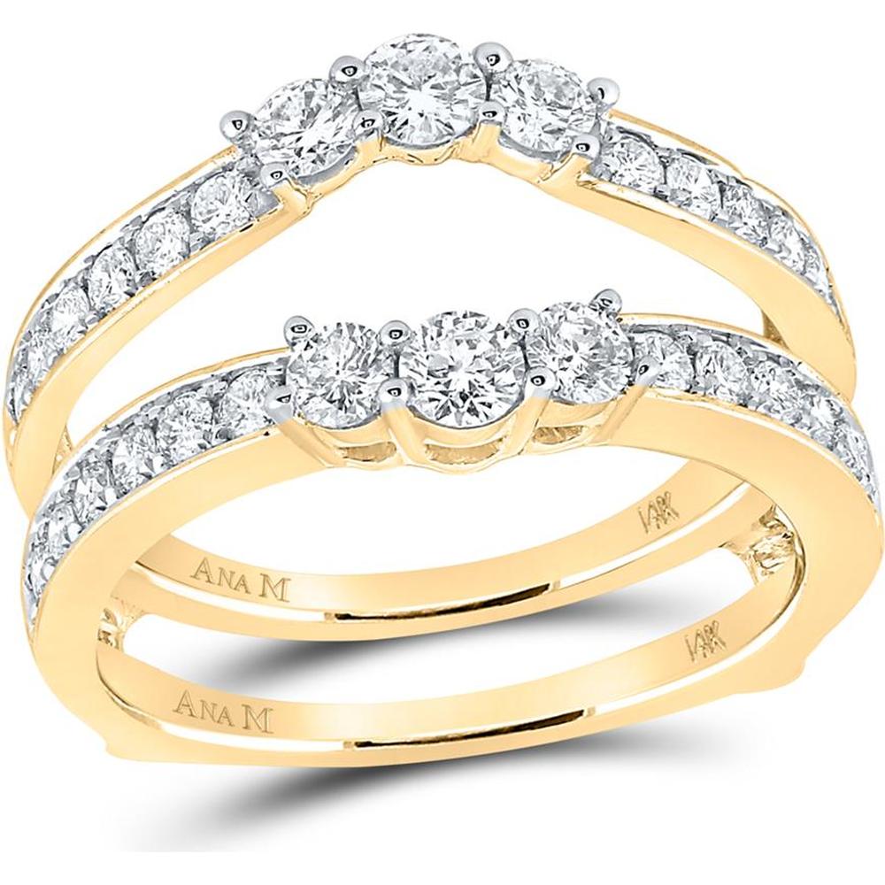 14K Yellow Gold Round Diamond Wedding Wrap Ring Guard Enhancer with 1 Carat Total Diamond Weight