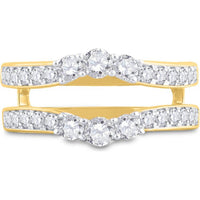 14K Yellow Gold Round Diamond Wedding Wrap Ring Guard Enhancer with 1 Carat Total Diamond Weight