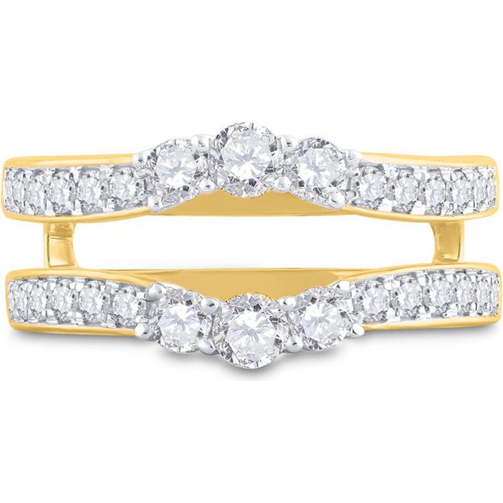 14K Yellow Gold Round Diamond Wedding Wrap Ring Guard Enhancer with 1 Carat Total Diamond Weight