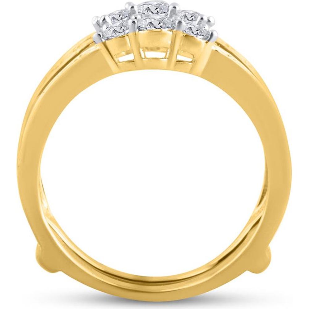 14K Yellow Gold Round Diamond Wedding Wrap Ring Guard Enhancer with 1 Carat Total Diamond Weight