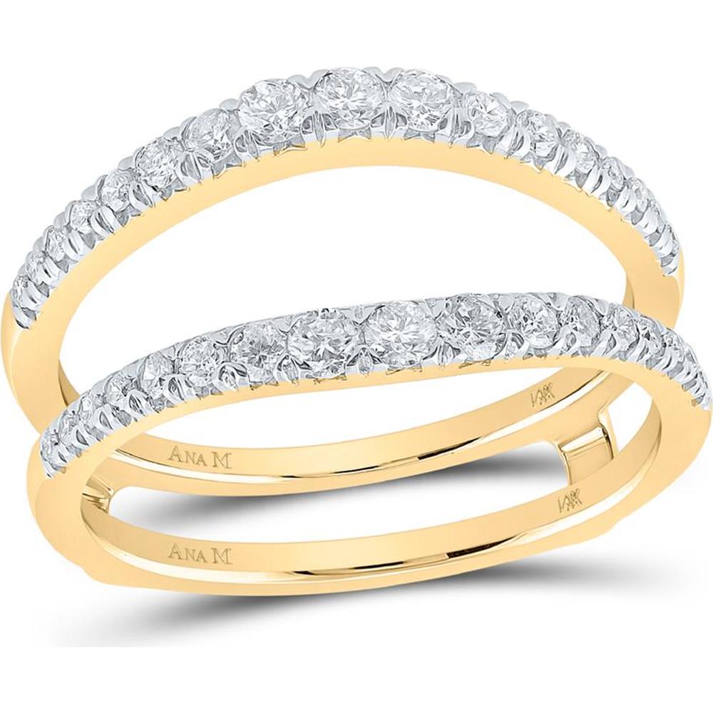 14K Yellow Gold Round Diamond Wrap Ring Guard Enhancer with 1/2 Carat Total Diamond Weight