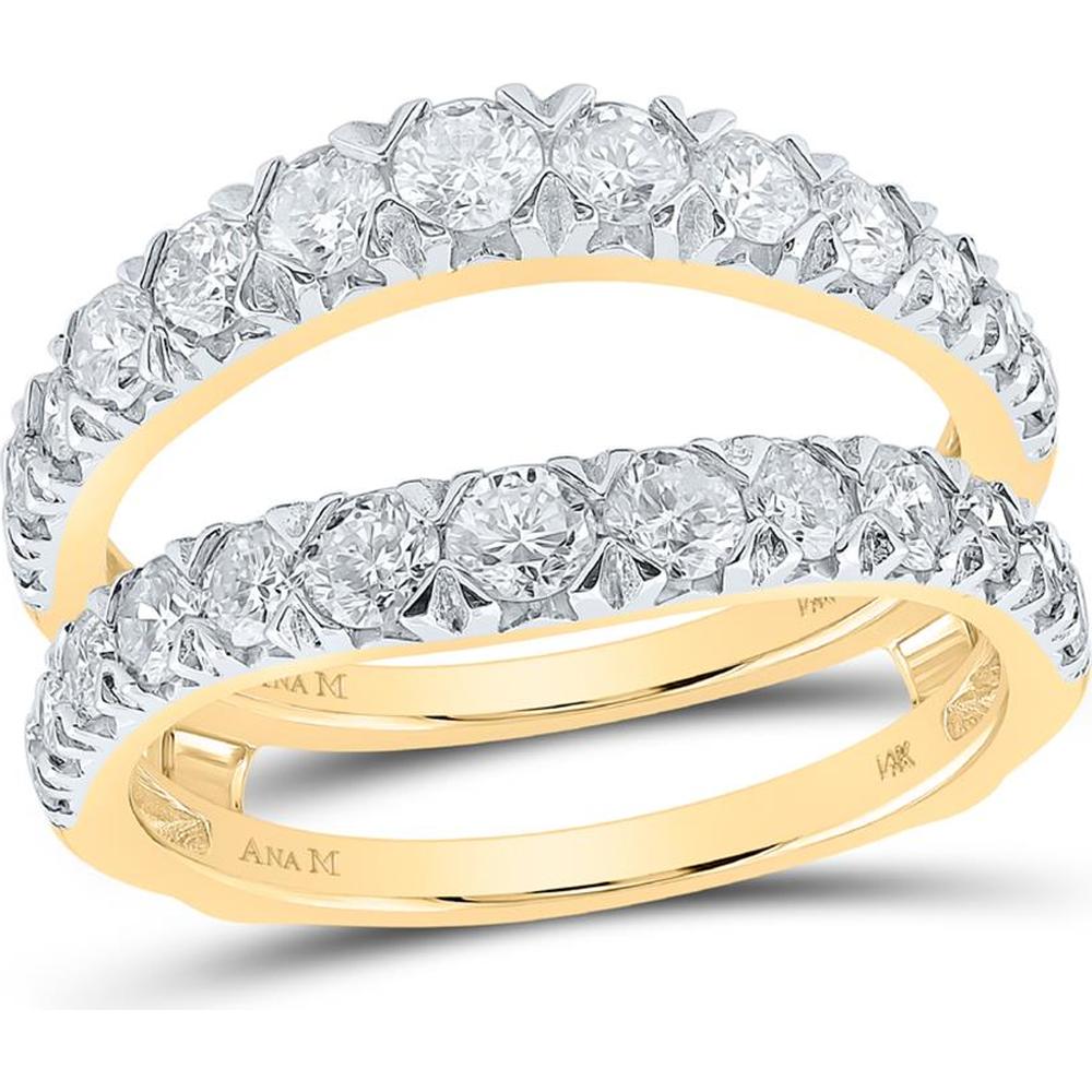 14K Yellow Gold Round Diamond Wrap Ring Guard Enhancer with 1.5 Carat Total Diamond Weight