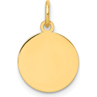 14K Yellow Gold Round Disc Charm Pendant - Minimalist Personalized Jewelry Piece by Oro Pregiato
