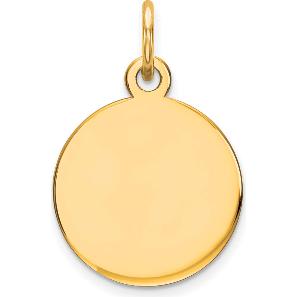 14K Yellow Gold Round Disc Charm Pendant - Polished Finish, Engravable, 11mm Diameter by Oro Pregiato