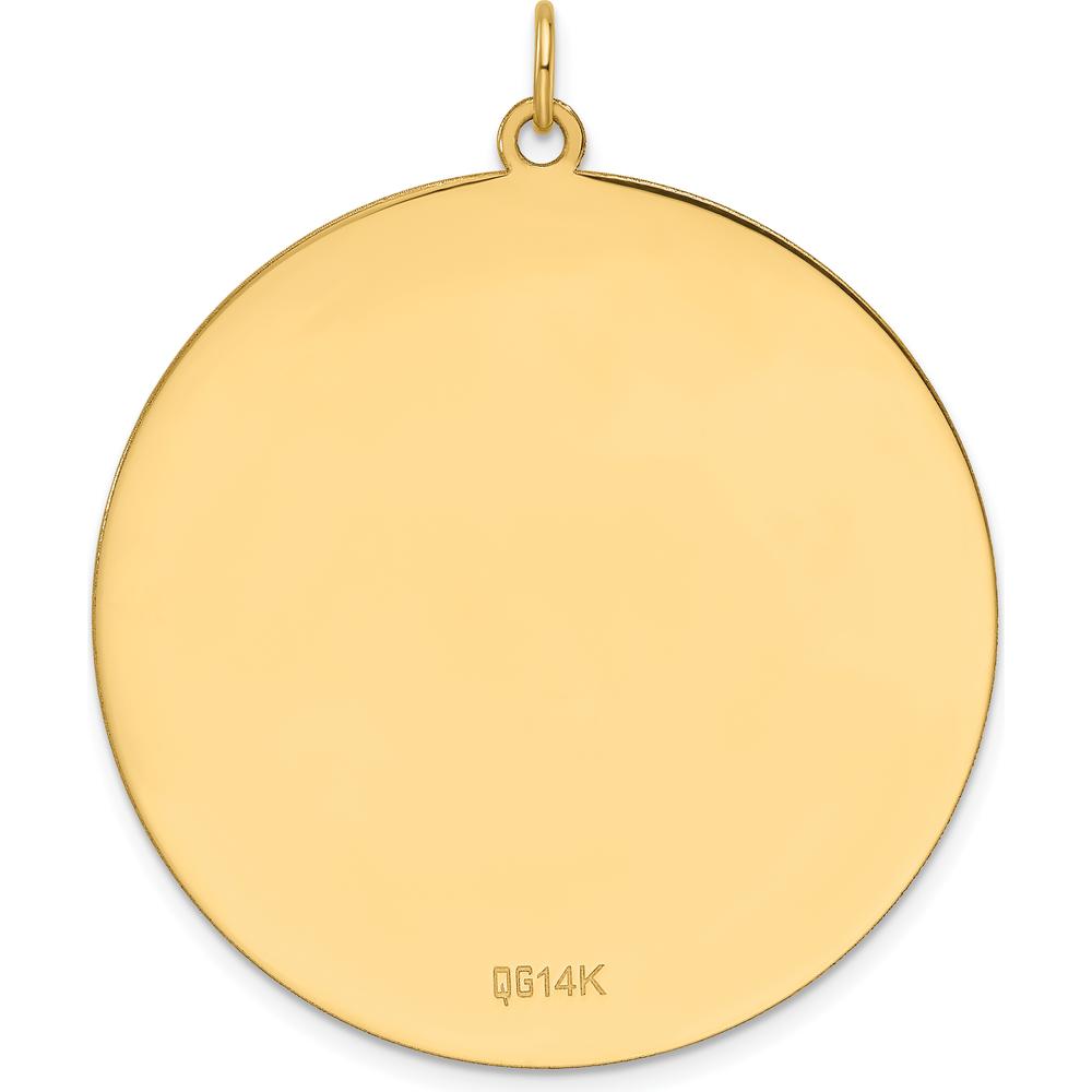 14K Yellow Gold Round Disc Charm with Polished Finish - Engravable by Oro Pregiato