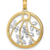 14K Yellow Gold Round Filigree Pendant with Rhodium Accents by Oro Pregiato