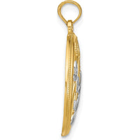 14K Yellow Gold Round Filigree Pendant with Rhodium Accents by Oro Pregiato