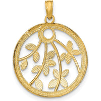 14K Yellow Gold Round Filigree Pendant with Rhodium Accents by Oro Pregiato