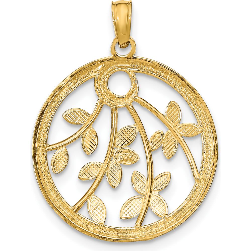 14K Yellow Gold Round Filigree Pendant with Rhodium Accents by Oro Pregiato