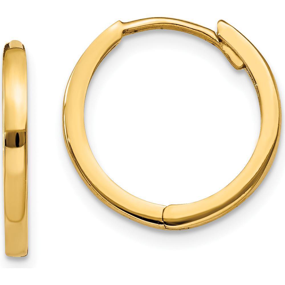 14K Yellow Gold Round Hinged Hoop Earrings - 11mm Length, Polished Finish by 0