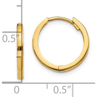 14K Yellow Gold Round Hinged Hoop Earrings - 11mm Length, Polished Finish by 0