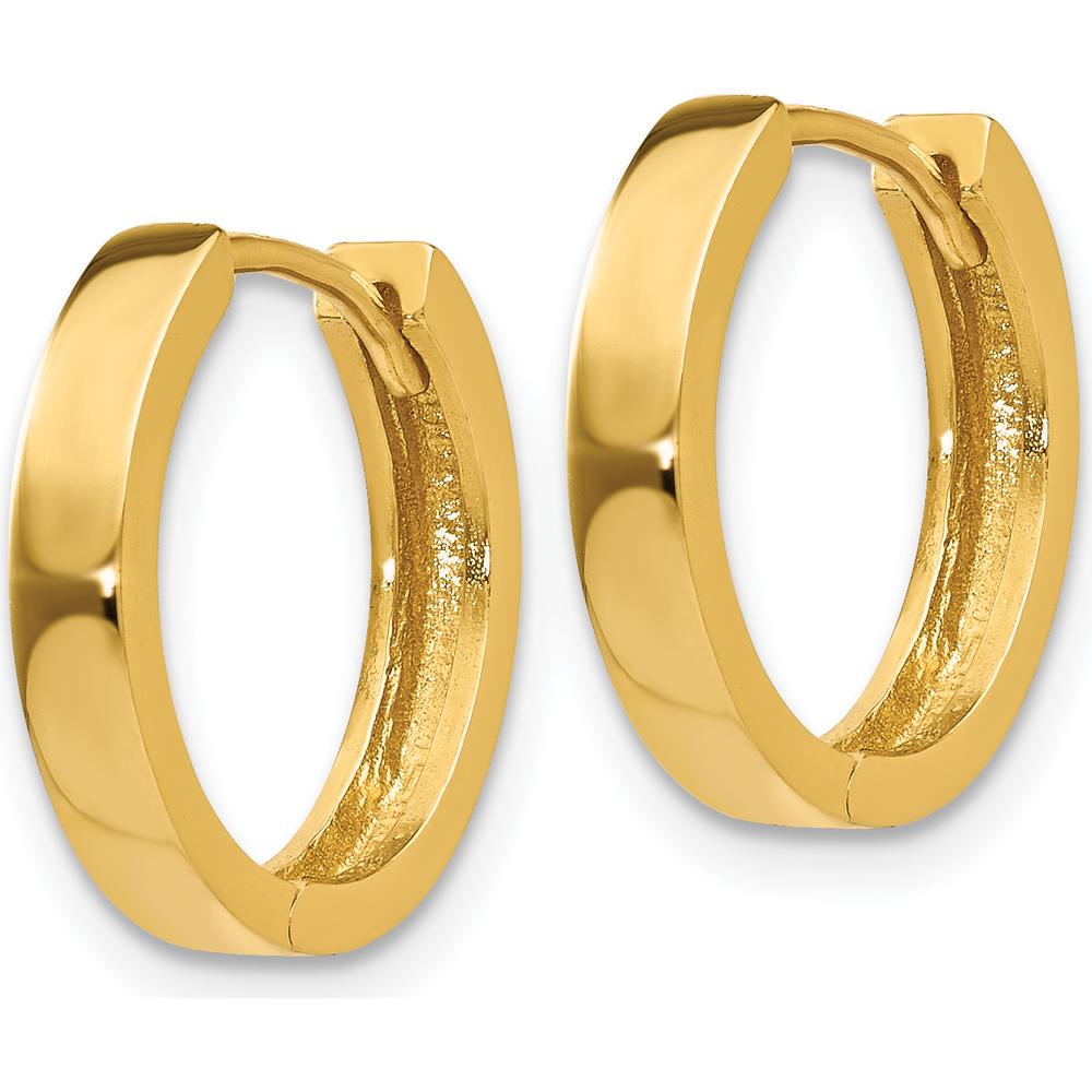 14K Yellow Gold Round Hinged Hoop Earrings - Polished Finish 11mm Length by 0