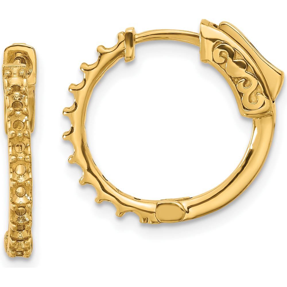 14K Yellow Gold Round Hoop Earring Mountings - 0.7 Carat Total Gem Weight, Polished Finish with Notch & Lock Closure by Oro Pregiato