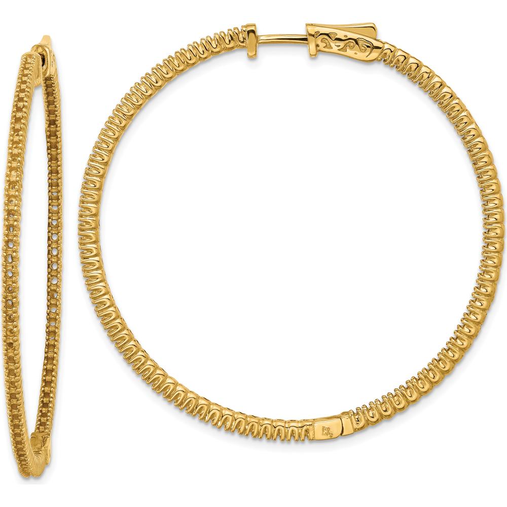 14K Yellow Gold Round Hoop Earrings with 156 Prong Set Stones - 1.87 Carat Total Gem Weight by Monteluci Fine Jewelry