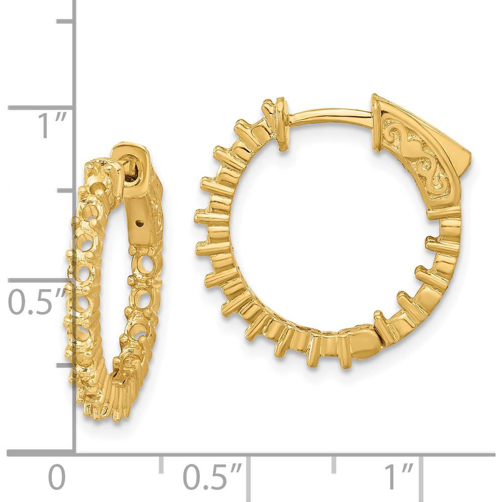 14K Yellow Gold Round Hoop Earrings with 30 Prong-Set Stones by Monteluci Fine Jewelry