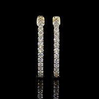 14K Yellow Gold Round Hoop Earrings with 50 Prong Set Brilliant Cut Lab Diamonds - 1.01 Carat Total Weight - Covaloro Fine Jewelry