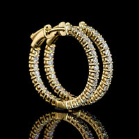 14K Yellow Gold Round Hoop Earrings with 50 Prong Set Brilliant Cut Lab Diamonds - 1.01 Carat Total Weight - Covaloro Fine Jewelry