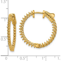 14K Yellow Gold Round Hoop Earrings with 62 Prong-Set Diamonds - 1.24 Carat Total Diamond Weight by Monteluci Fine Jewelry