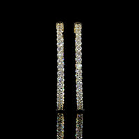 14K Yellow Gold Round Hoop Earrings with 74 Prong-Set Lab Diamonds - 2.97 Carats Total Weight (E-F Color, VS1 Clarity) - Covaloro Fine Jewelry