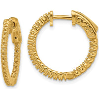 14K Yellow Gold Round Hoop Earrings with Prong-Set Diamonds - 1.2mm Each, 50 Stones Total by Monteluci Fine Jewelry