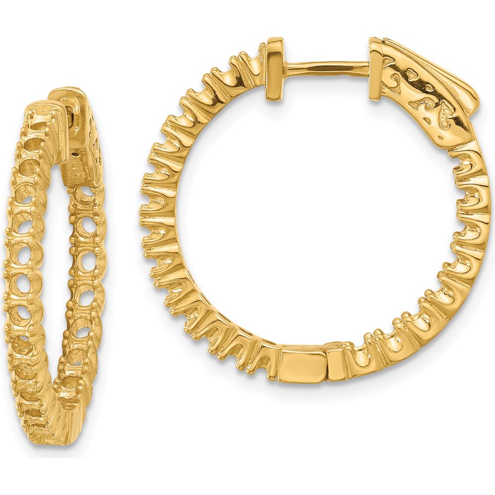 14K Yellow Gold Round Hoop Earrings with Prong Set Mountings for Custom Stones - 19mm by Monteluci Fine Jewelry