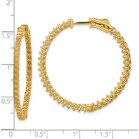 14K Yellow Gold Round Hoop Earrings with Prong Set Round Stones - 84 Stones, 30mm by Monteluci Fine Jewelry