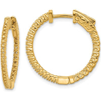 14K Yellow Gold Round Hoop Earrings with Prong Set Stones - 1.30 Carat Total Weight by Monteluci Fine Jewelry