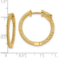 14K Yellow Gold Round Hoop Earrings with Prong Set Stones - 1.30 Carat Total Weight by Monteluci Fine Jewelry