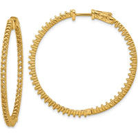 14K Yellow Gold Round Hoop Earrings with Prong-Set Stones - 100 Stones, 2mm Each by Monteluci Fine Jewelry