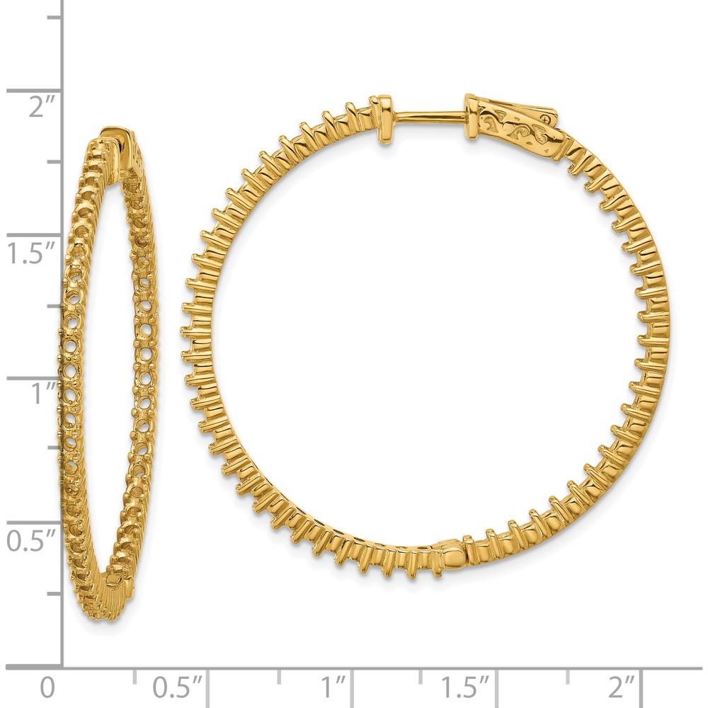 14K Yellow Gold Round Hoop Earrings with Prong-Set Stones - 100 Stones, 2mm Each by Monteluci Fine Jewelry