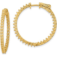 14K Yellow Gold Round Hoop Earrings with Prong Settings - 66 Stone Mountings by Monteluci Fine Jewelry