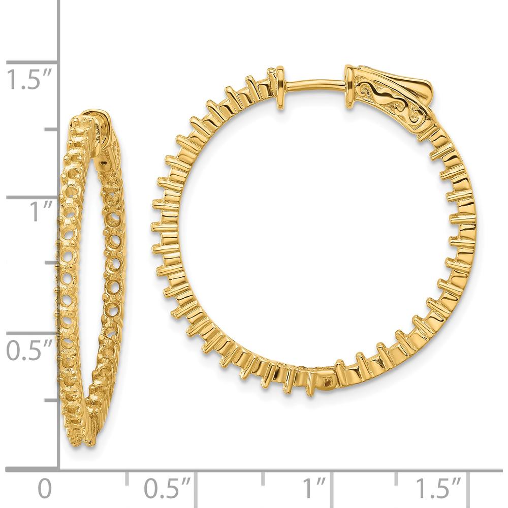 14K Yellow Gold Round Hoop Earrings with Prong Settings - 66 Stone Mountings by Monteluci Fine Jewelry