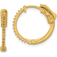 14K Yellow Gold Round Hoop Earrings with Safety Clasp - 1.8mm Width, 17.4mm Length by Oro Pregiato