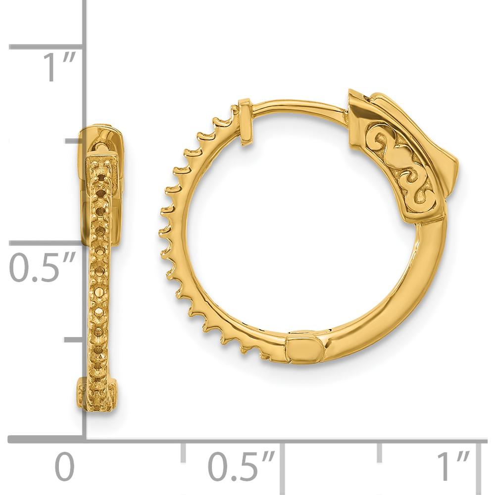 14K Yellow Gold Round Hoop Earrings with Safety Clasp - 1.8mm Width, 17.4mm Length by Oro Pregiato