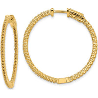 14K Yellow Gold Round Hoop Earrings with Safety Clasp - 28mm Diameter by Monteluci Fine Jewelry