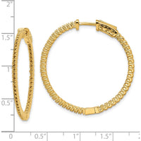 14K Yellow Gold Round Hoop Earrings with Safety Clasp - 28mm Diameter by Monteluci Fine Jewelry