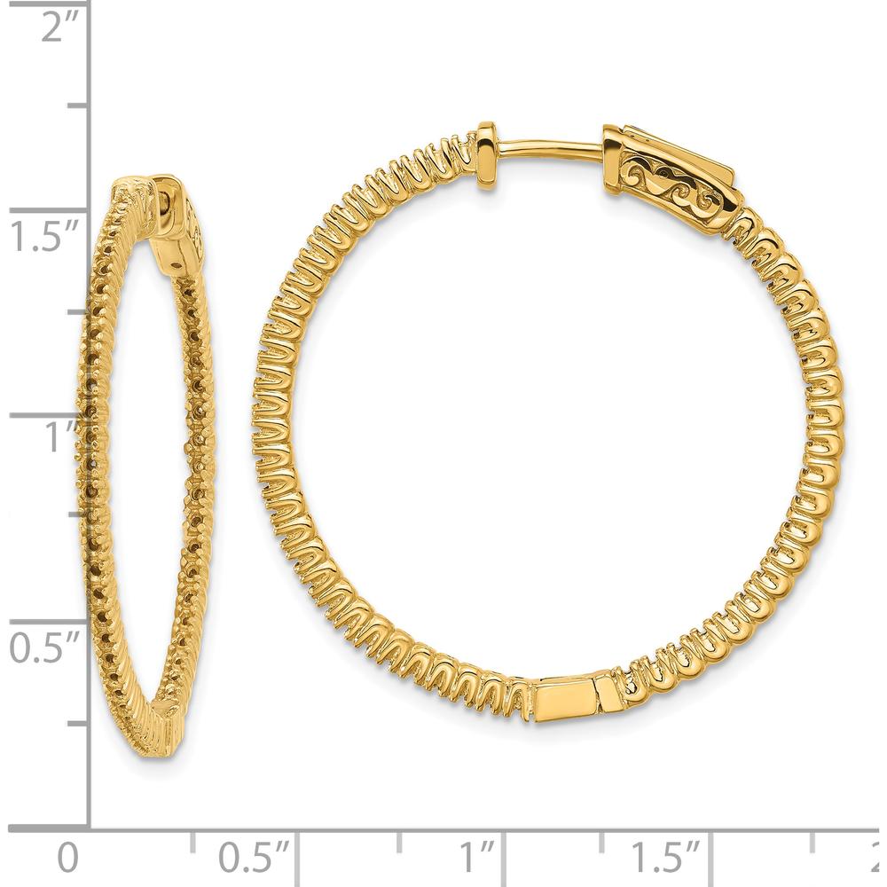14K Yellow Gold Round Hoop Earrings with Safety Clasp - 28mm Diameter by Monteluci Fine Jewelry